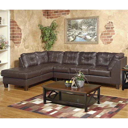Transitional Sectional with LAF Chaise and Line Tufting